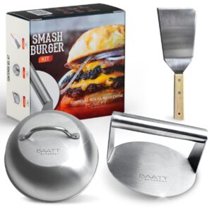 BAATT Smash Burger Kit XL: smasher, cúpula y espátula de acero inoxidable